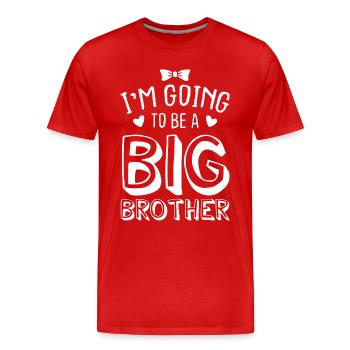 Je vais être un grand frère - T-shirt bio Premium Homme - rouge - Devant - Damien (186cm)
