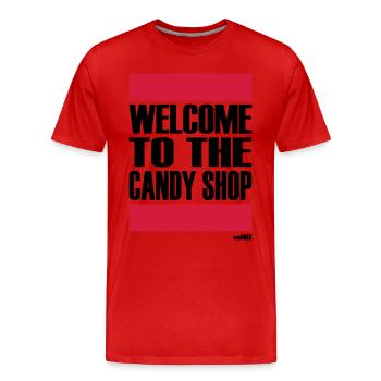 BIENVENUE À LA BOUTIQUE CANDY - T-shirt bio Premium Homme - rouge - Devant - Damien (186cm)