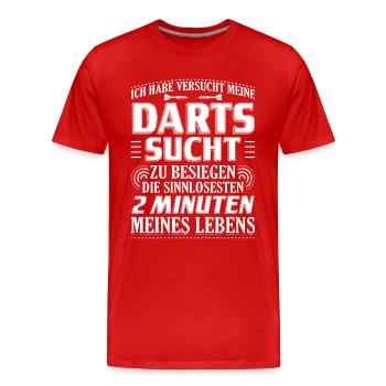 DART DARTS SUCHT - Männer Premium Bio T-Shirt - Rot - Vorne - Damien (186cm)