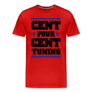 CENT POUR CENT TUNING - T-shirt bio Premium Homme - rouge - Devant - Damien (186cm)