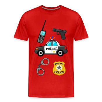 Police, police, flic, voiture de police de flic, officier - T-shirt bio Premium Homme - rouge - Devant - Damien (186cm)