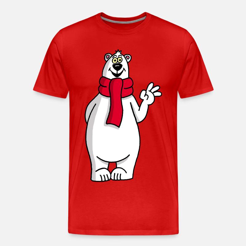 Lustiger Eisbär - Männer Premium Bio T-Shirt - Rot