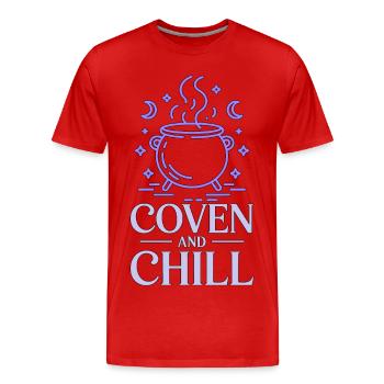 Coven de sorcellerie et Wicca de lecture de tarot chill - T-shirt bio Premium Homme - rouge - Devant - Damien (186cm)
