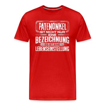 PATENONKEL - Leben - Männer Premium Bio T-Shirt - Rot - Vorne - Damien (186cm)