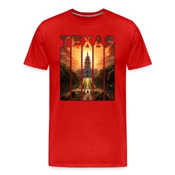 Texas Motif Horse Rides Into The Sunset - Men's Premium Organic T-Shirt - red - Front - Damien (186cm)
