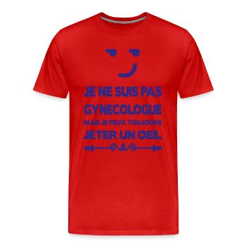 Humour Gynécologue - T-shirt bio Premium Homme - rouge - Devant - Damien (186cm)
