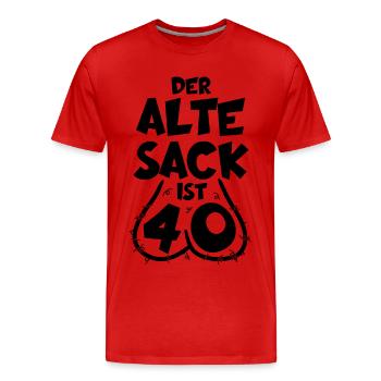 LUSTIG 40 JAHRE ALTER SACK 40. GEBURTSTAG - Männer Premium Bio T-Shirt - Rot - Vorne - Damien (186cm)