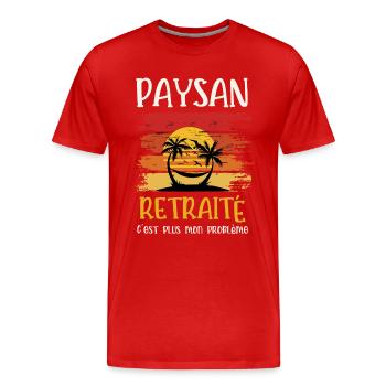 paysan retraité - T-shirt bio Premium Homme - rouge - Devant - Damien (186cm)