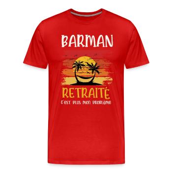 barman retraité - T-shirt bio Premium Homme - rouge - Devant - Damien (186cm)