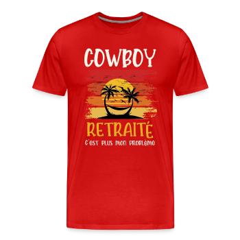 cowboy retraité - T-shirt bio Premium Homme - rouge - Devant - Damien (186cm)