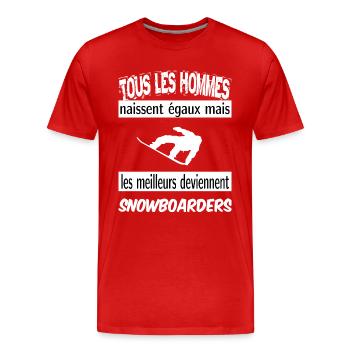 les meilleurs deviennent snowboarders - T-shirt bio Premium Homme - rouge - Devant - Damien (186cm)