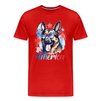 Amerika Hund 4. Juli Unabhängigkeitstag Freiheit - Männer Premium Bio T-Shirt - Rot - Vorne - Damien (186cm)