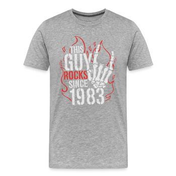 This guy has been rocking since 1983 vintage birthday - Men's Premium Organic T-Shirt - heather grey - Front - Damien (186cm)