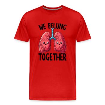 Nous avons fait un jeu de mots ensemble - T-shirt bio Premium Homme - rouge - Devant - Damien (186cm)