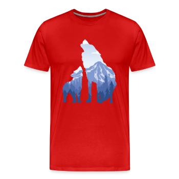 Wolf And Pup - Cadeau pour les amateurs de loups de montagne - T-shirt bio Premium Homme - rouge - Devant - Damien (186cm)