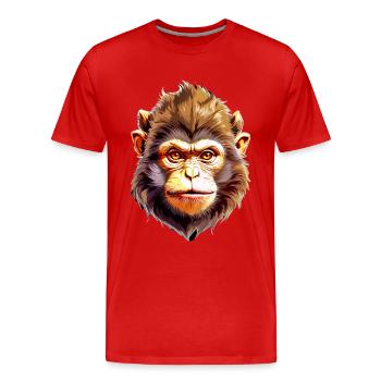 Affe V24 15 - Männer Premium Bio T-Shirt - Rot - Vorne - Damien (186cm)