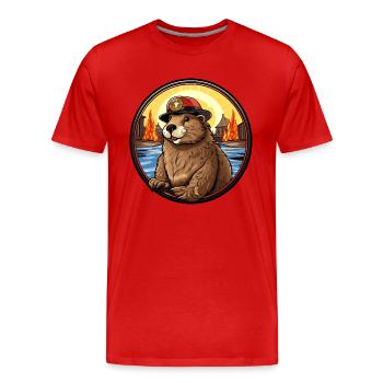 Feuerwehrmann Biber - Männer Premium Bio T-Shirt - Rot - Vorne - Damien (186cm)