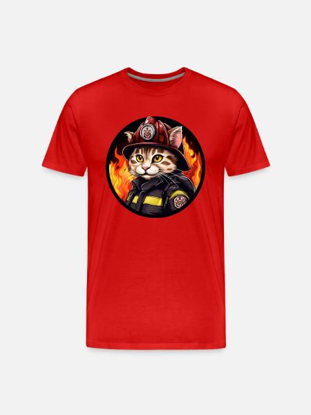 Pompiers Cat - T-shirt bio Premium Homme - rouge