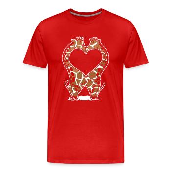 Giraffe Love Shirt - Men's Premium Organic T-Shirt - red - Front - Damien (186cm)