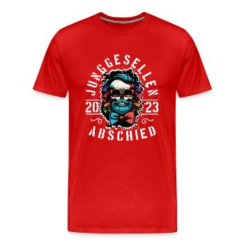 Junggesellenabschied 2023 Jga Bräutigam - Männer Premium Bio T-Shirt - Rot - Vorne - Damien (186cm)