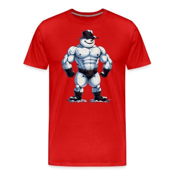 D’accord... un bonhomme de neige bodybuilder... - T-shirt bio Premium Homme - rouge - Devant - Damien (186cm)