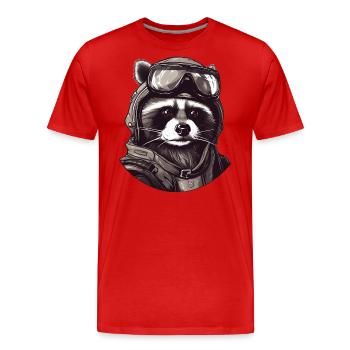Pilote de raton laveur - T-shirt bio Premium Homme - rouge - Devant - Damien (186cm)