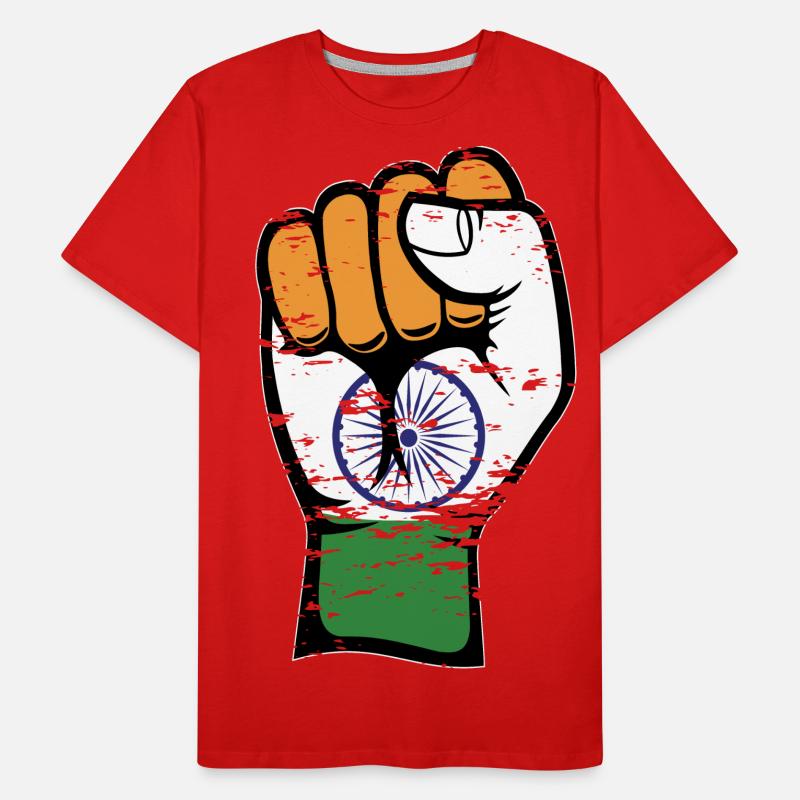 Poing de drapeau de l’Inde utilisé T-shirt bio Premium Homme