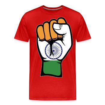 India Flag Fist - Men's Premium Organic T-Shirt - red - Front - Damien (186cm)