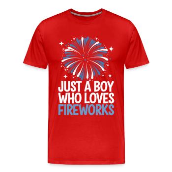 Pyrotechnie Feux d’artifice Pyrotechnie - T-shirt bio Premium Homme - rouge - Devant - Damien (186cm)