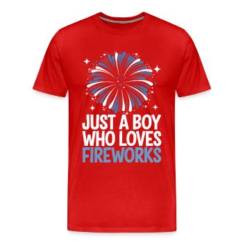 Pyrotechnie Feux d’artifice Pyrotechnie - T-shirt bio Premium Homme - rouge - Devant - Damien (186cm)