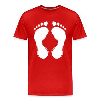 Fußabdruck Fußabdrücke Design weiß - Männer Premium Bio T-Shirt - Rot - Vorne - Damien (186cm)