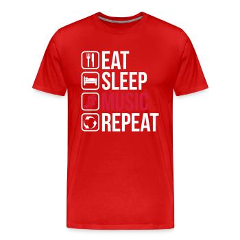 Eat Sleep Musique Répéter - T-shirt bio Premium Homme - rouge - Devant - Damien (186cm)