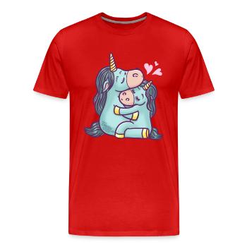 unicorns in love - Men's Premium Organic T-Shirt - red - Front - Damien (186cm)