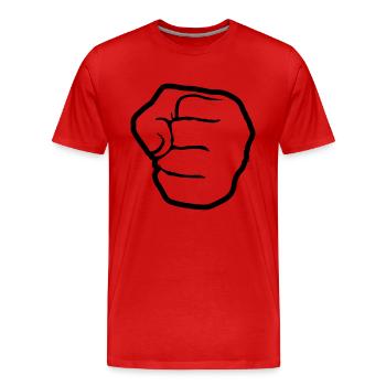 comic clipart faust hand geballt aufschlagen boxen - Männer Premium Bio T-Shirt - Rot - Vorne - Damien (186cm)