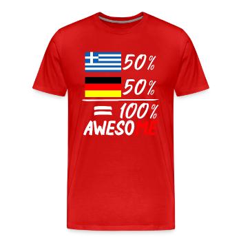 50% Griechisch 50% Deutsch - Männer Premium Bio T-Shirt - Rot - Vorne - Damien (186cm)