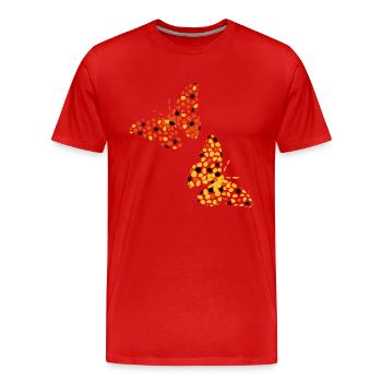 3 Farbschmetterlingsentwurf - Männer Premium Bio T-Shirt - Rot - Vorne - Damien (186cm)