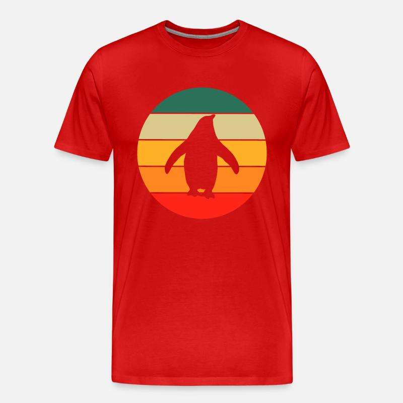 Retro Pinguin - Männer Premium Bio T-Shirt - Rot