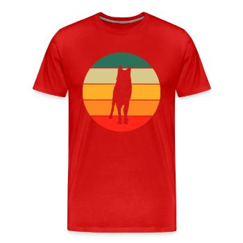 Forest Animal Lovers Animal Lovers Gift Retro Wolf - Men's Premium Organic T-Shirt - red - Front - Damien (186cm)
