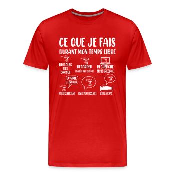 T-shirt bricoleur bricolage humoristique homme - T-shirt bio Premium Homme - rouge - Devant - Damien (186cm)