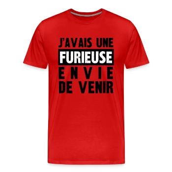 furieuse envie de venir - T-shirt bio Premium Homme - rouge - Devant - Damien (186cm)