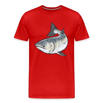Pêche au saumon Pêcheur de saumon - T-shirt bio Premium Homme - rouge - Devant - Damien (186cm)
