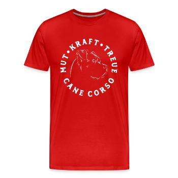 Mut Kraft Treue, Cane Corso - Hunde Fan - Männer Premium Bio T-Shirt - Rot - Vorne - Damien (186cm)