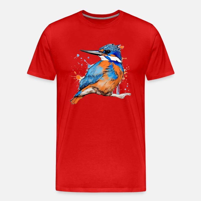 Eisvogel,Zeichnung,bunt,vogel,Graffiti,sketch - Männer Premium Bio T-Shirt - Rot