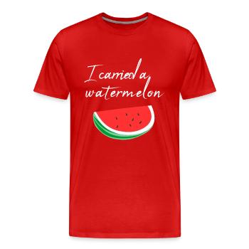 Ich habe eine Wassermelone getragen / Geschenk - Männer Premium Bio T-Shirt - Rot - Vorne - Damien (186cm)
