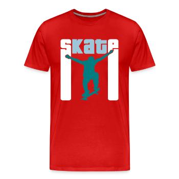 Skate Retro - Skater - Skateboard - Skateboarder - T-shirt bio Premium Homme - rouge - Devant - Damien (186cm)