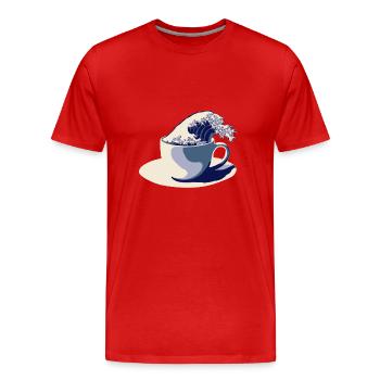 Coffee Wave - Männer Premium Bio T-Shirt - Rot - Vorne - Damien (186cm)
