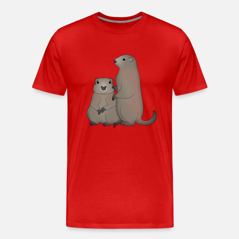 Zwei Murmeltiere - Männer Premium Bio T-Shirt - Rot