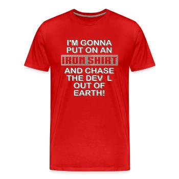 Chase the devil outside of the room - Men's Premium Organic T-Shirt - red - Front - Damien (186cm)