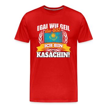 Kasache Kasachstan Kasachin Kasachisch Geschenk - Männer Premium Bio T-Shirt - Rot - Vorne - Damien (186cm)