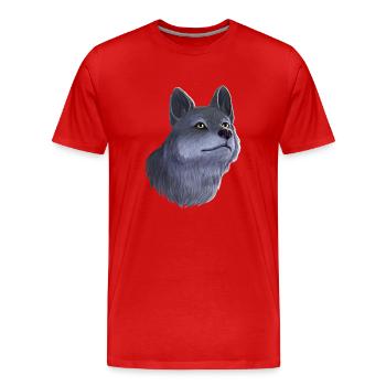 Wolf Porträt - Männer Premium Bio T-Shirt - Rot - Vorne - Damien (186cm)